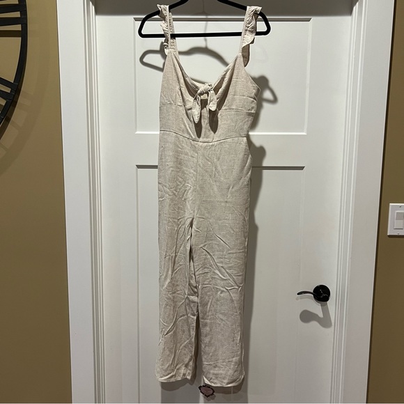 NWT SHE + SKY Beige Linen Jumpsuit - Picture 2 of 5